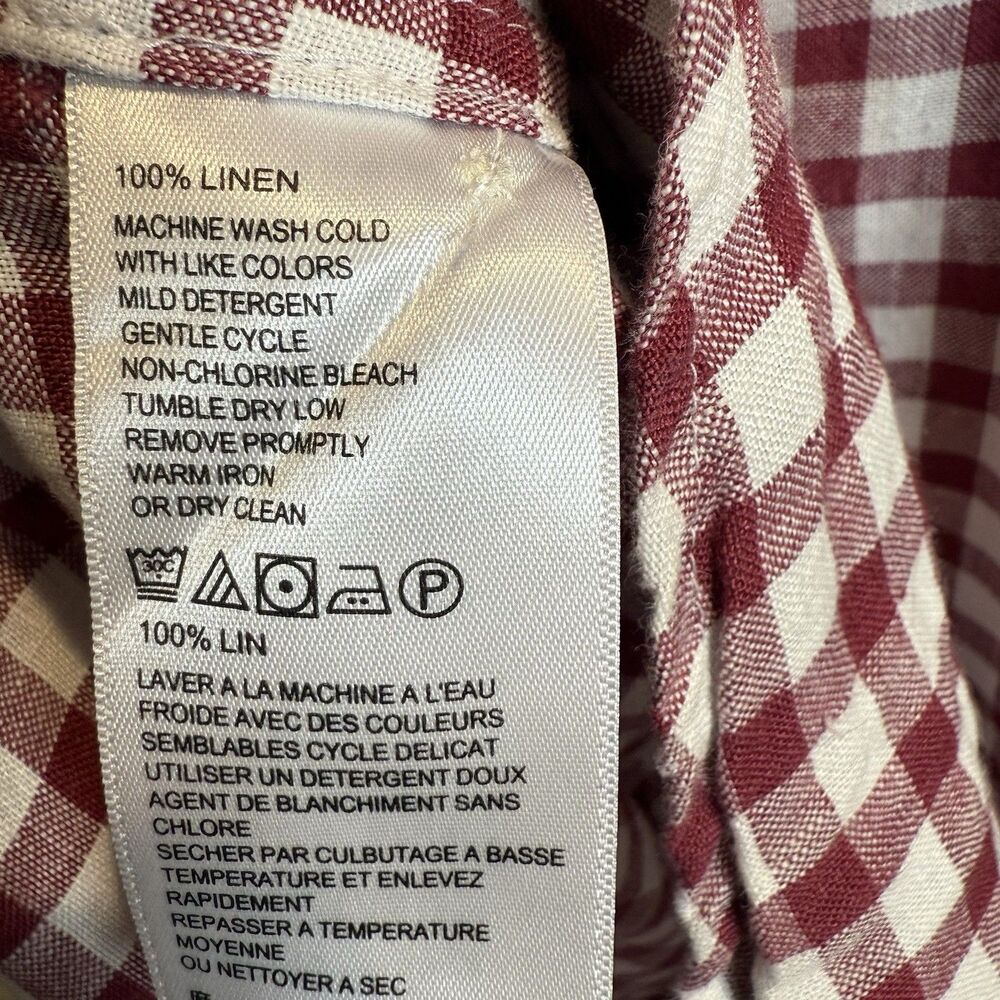 Tommy Bahama Red and White Gingham Linen Long Sleeve Women's Shirt Size XL - Picture 7 of 13